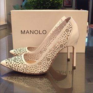 Manolo Blahnik Laser Cut BB Patent Leather Heels